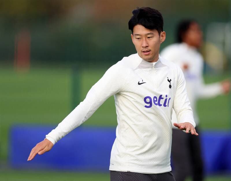 Tottenham attacker Son Heung-min during training. Reuters
