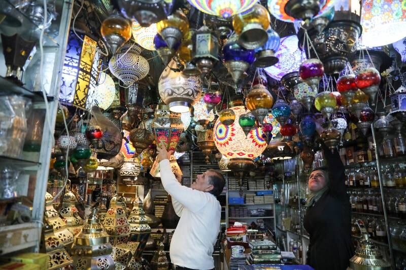 A varity of lanterns on sale near the Jerusalem mosque. EPA