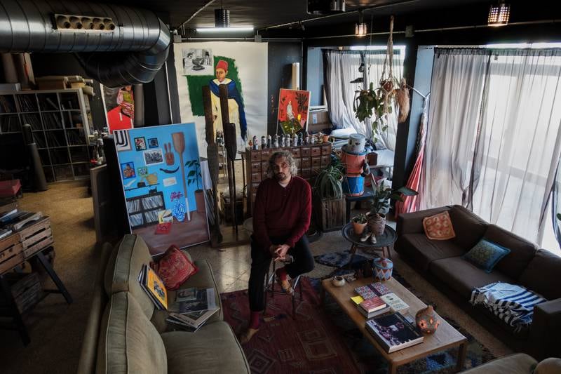 Artist Anuar Khalifi in his Barcelona studio. Photo Jordi Esgleas Marroi