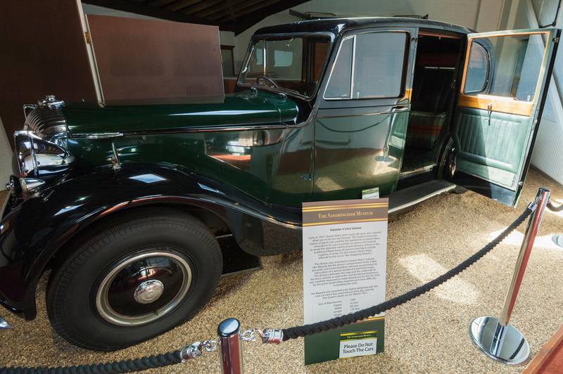 A Daimler 4-litre saloon ordered by Queen Mary in 1947, displayed at the Museum at Sandringham Estate in Norfolk. Alamy