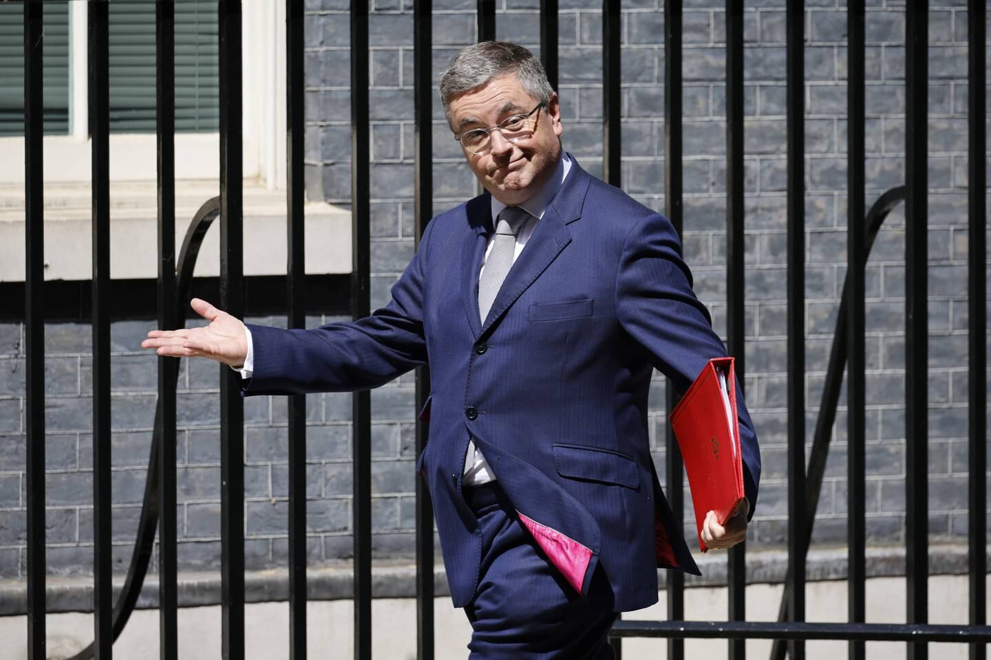 Sir Robert Buckland arrives for his first Cabinet meeting on Thursday after being appointed Secretary for Wales. EPA