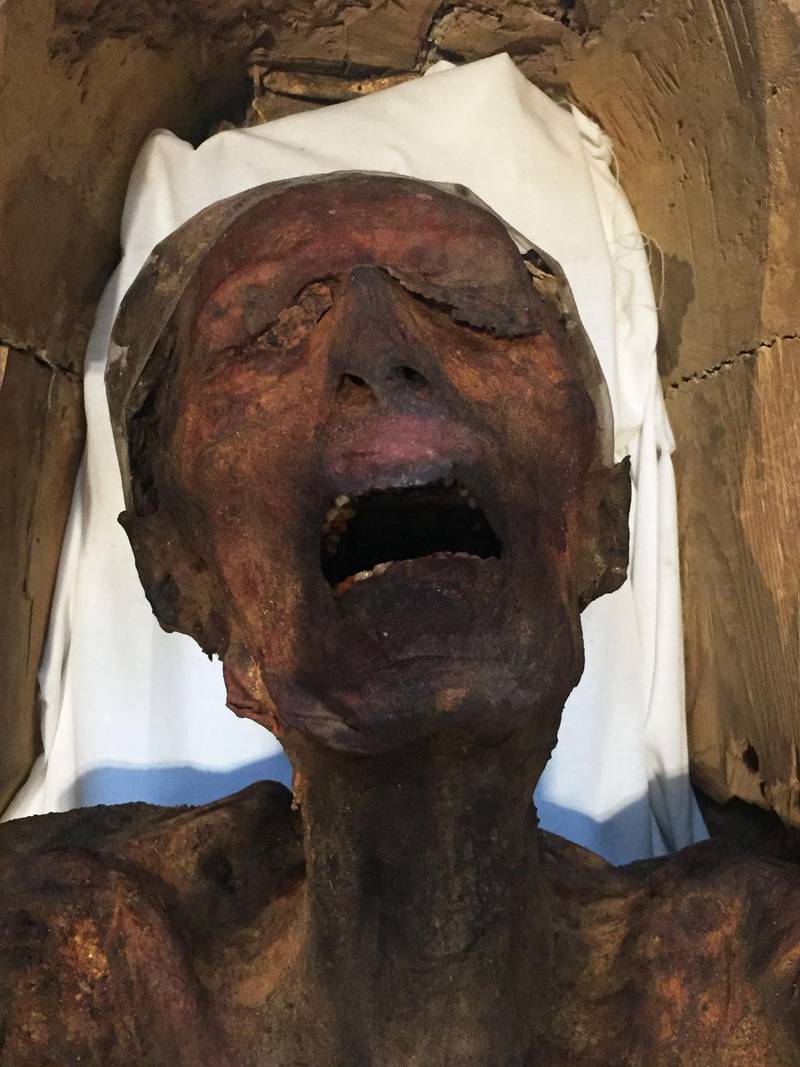 A photo of the "Screaming Mummy" at the Egyptian Museum in Cairo's Tahrir Square on February 14, 2018. Mario Goldman / AFP