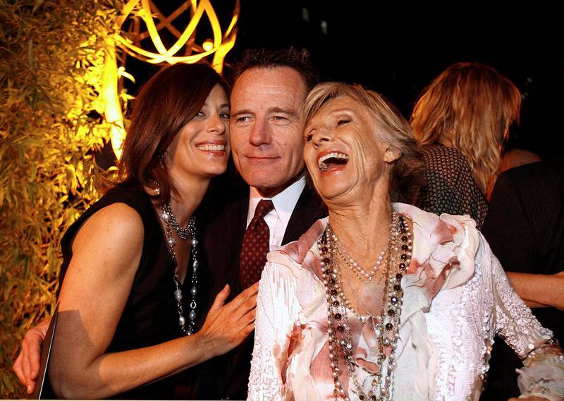 Cloris Leachman with her fellow 'Malcolm in the Middle' co-stars, Jane Kaczmarek and Bryan Cranston, at the 58th annual Primetime Emmy awards nominees reception in 2006. She played Lois's (Kaczmarek) mother Ida in the show. Reuters