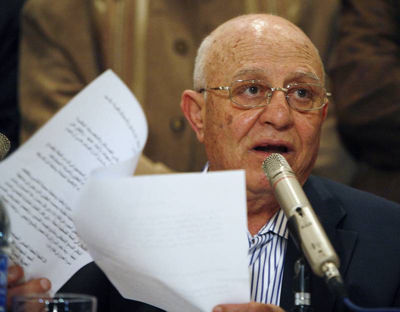 Chief Palestinian negotiator Mr Qurei reads out a statement during a news conference in Cairo in February 2009. Reuters