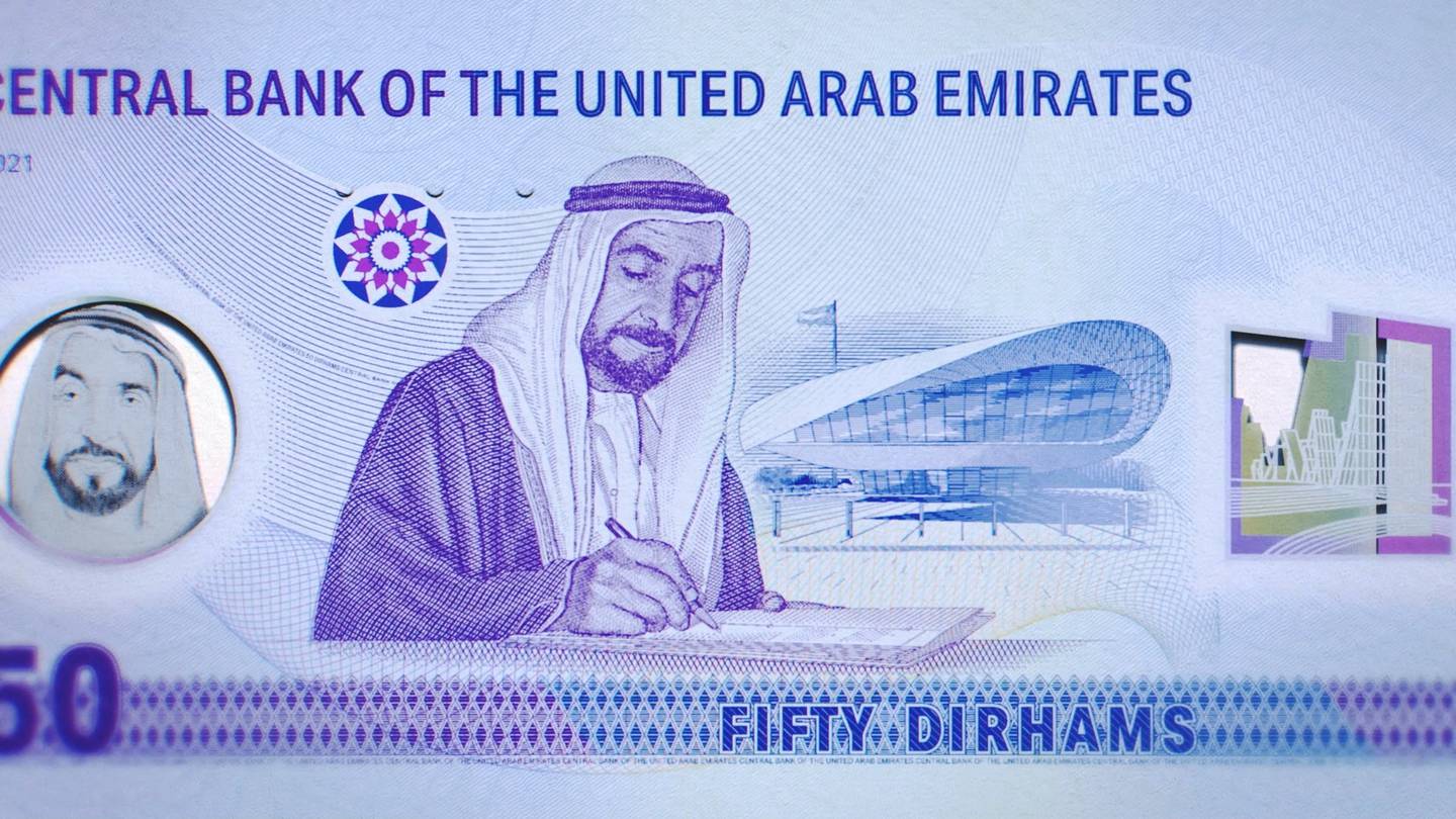 The new Dh50 note was launched to coincide with the Year of the 50th. Photo: CBUAE