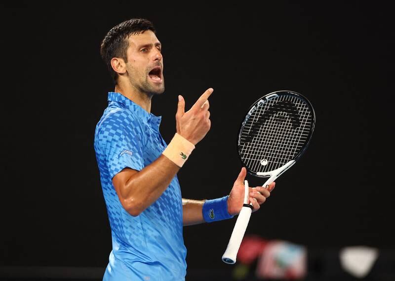 Novak Djokovic reacts during his first-round match against Roberto Carballes Baena. Reuters