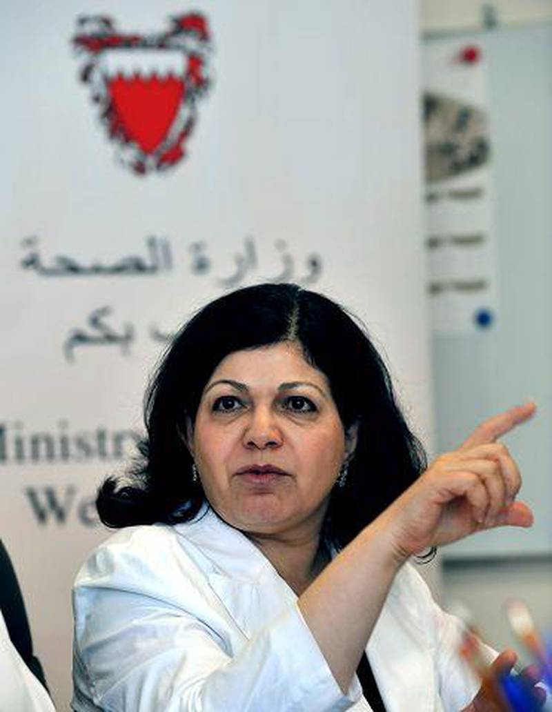 Dr Khairya Moosa speaking during a press conference at the Health Ministry offices in Manama yesterday.