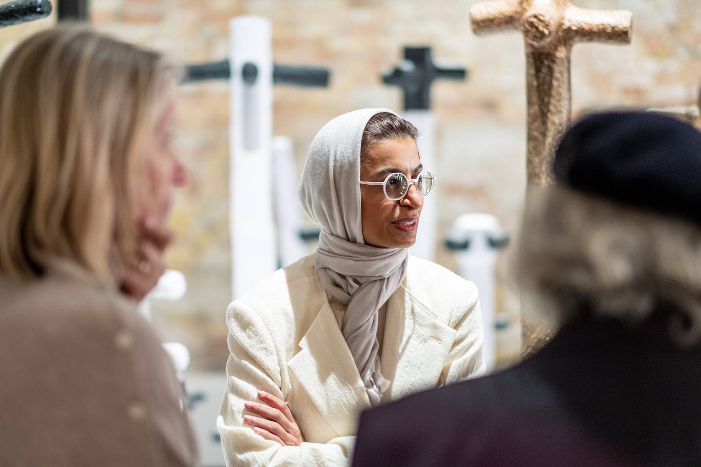 Noura Al Kaabi, the UAE's Minister of Culture and Youth, inaugurated Emirati artist Mohamed Ahmed Ibrahim's exhibition at the Venice Biennale. Photo: National Pavilion UAE