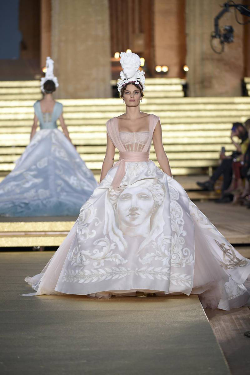 The collection included five stunning ballgowns in muted pastel shades. Courtesy Dolce & Gabbana