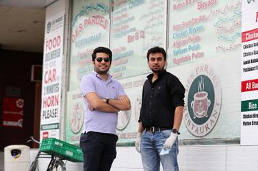 Mohammed Hingora and Sohaib Ali Khan, the owners of Des Pardes restaurant in Oud Metha. Chris Whiteoak / The National