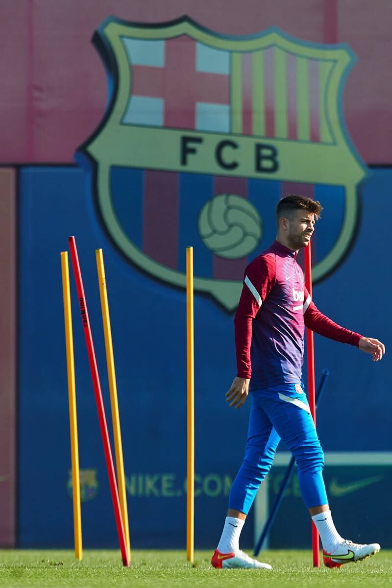 Gerard Pique during Barca's training session at Joan Gamper Sports City. EPA