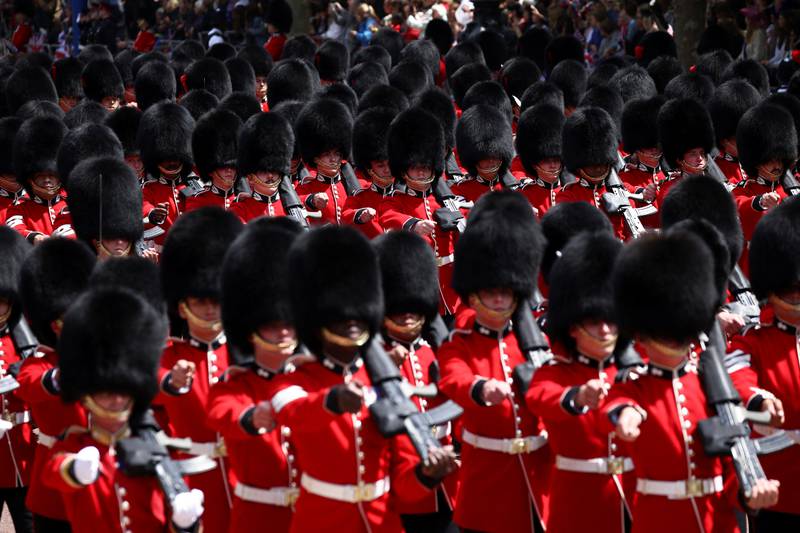 Foot Guards march in the Trooping the Colour parade in celebration of Queen Elizabeth's platinum jubilee, in London.  Reuters