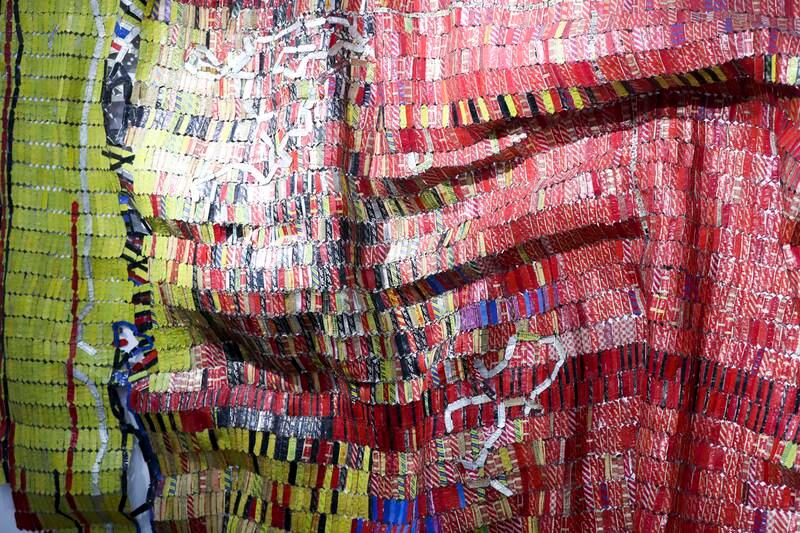 A detail of El Anatsui's ongoing work 'Detsi', which was started in 2008. Khushnum Bhandari / The National
