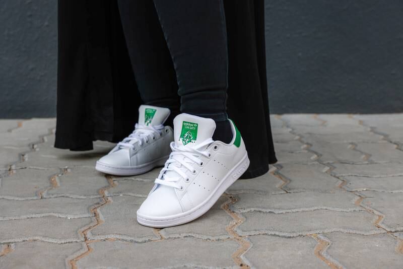 Special adidas Stan Smith trainers, redesigned by Emirati artist Maisoon Al Saleh. Photo: adidas
