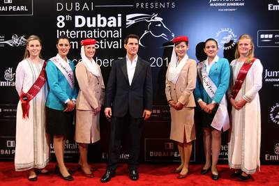 DUBAI , UNITED ARAB EMIRATES Ð Dec 7 : Tom Cruise star of Mission : Impossible - Ghost Protocol at the Red Carpet during the opening night of 8th Dubai International Film Festival at Madinat Arena in Madinat Jumeirah in Dubai. ( Pawan Singh / The National ) For News. Story by Alex Ritman