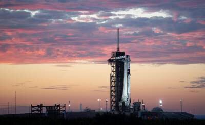 Sunset on the launch pad as preparations continue for the Crew-3 mission. EPA