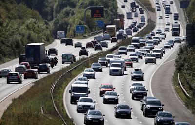 Traffic along the M3 motorway near Winchester in Hampshire, on February 3. PA