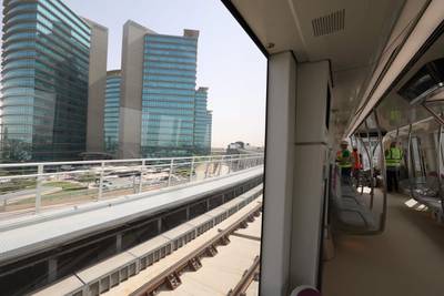 A train on one of the track lines of the Riyadh Metro network. AFP