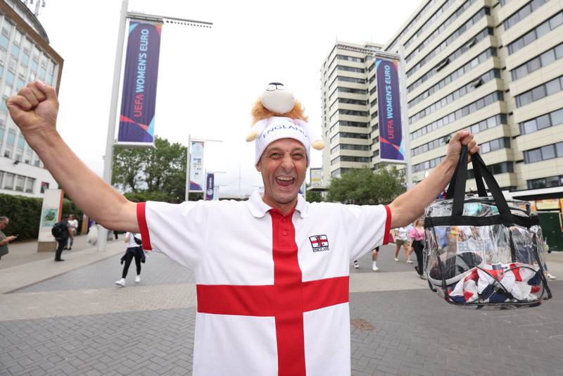 An England fan on Wembley Way. PA
