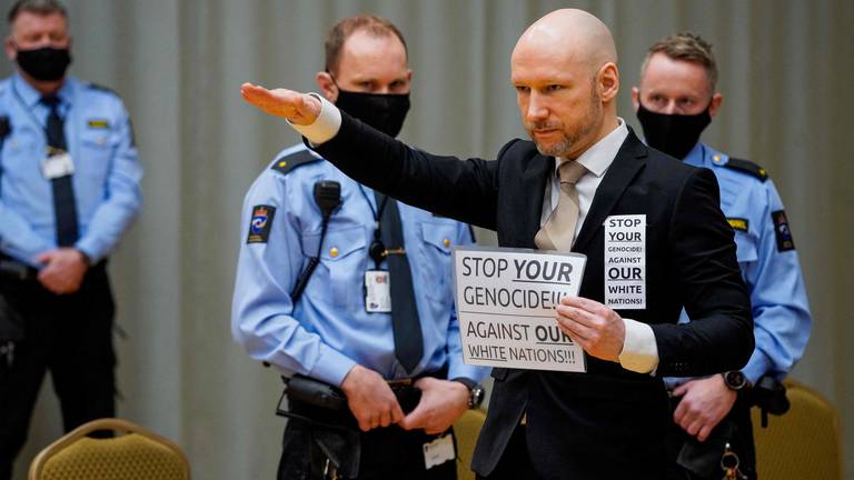 An image that illustrates this article Breivik greets parole hearing with Nazi salute