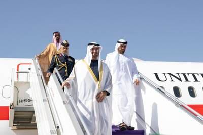 President Sheikh Mohamed arrives in Riyadh to attend the summit