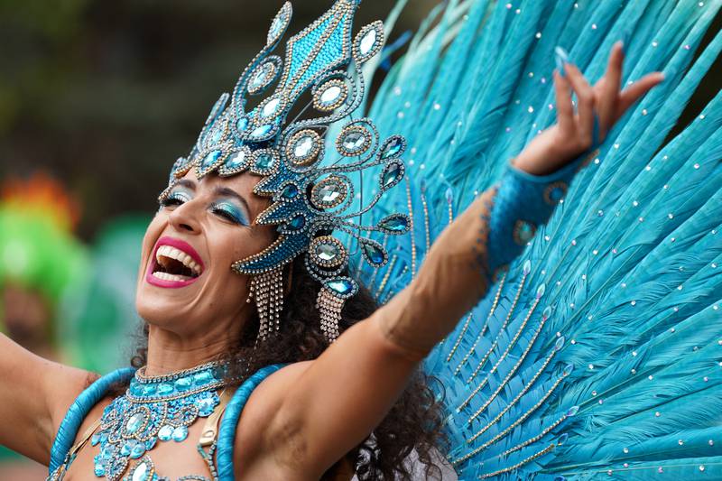 A reveller takes part in the Notting Hill Carnival. Reuters