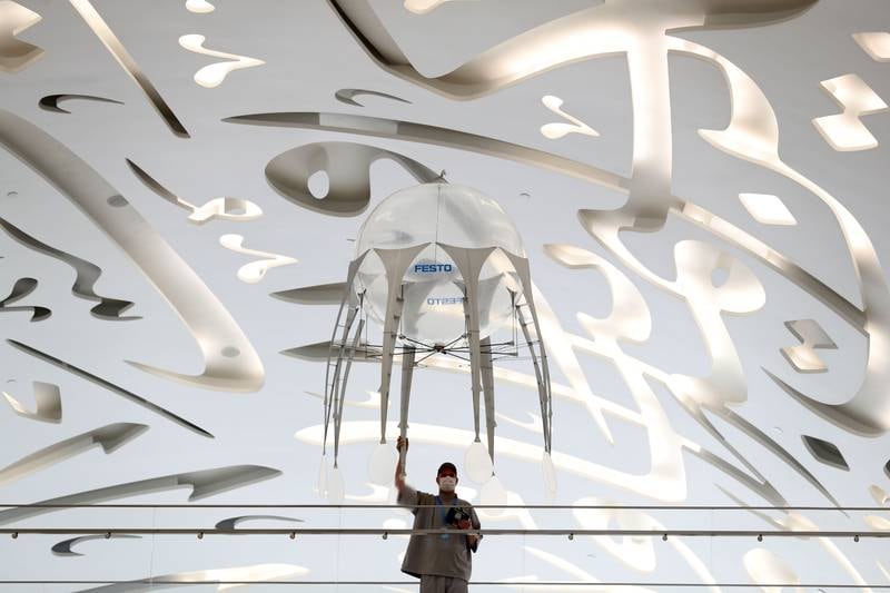 A drone of an octopus at the Museum of the Future. Chris Whiteoak / The National