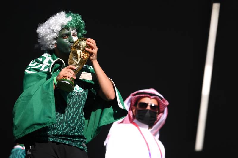 Saudi Arabia fans are hoping to see a historic win today. Getty Images