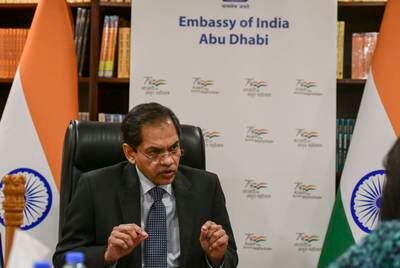 Sunjay Sudhir at the Indian Embassy in Abu Dhabi. Khushnum Bhandari / The National