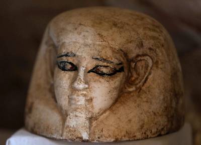 An artifact is displayed outside the tomb. Reuters