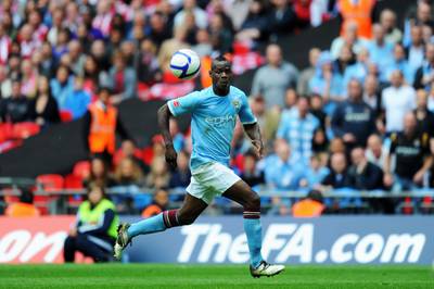 LONDON, ENGLAND - MAY 14: Mario Balotelli of Manchester City controls the ball during the FA Cup sponsored by E.ON Final match between Manchester City and Stoke City at Wembley Stadium on May 14, 2011 in London, England. (Photo by Mike Hewitt/Getty Images)