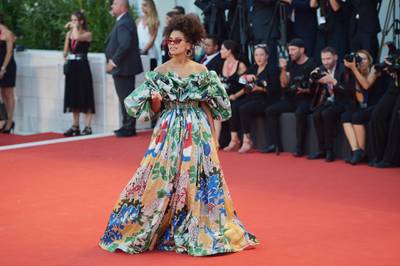 VENICE, ITALY - AUGUST 31: Zazie Beetz walks the red carpet ahead of the "Joker" screening during the 76th Venice Film Festival at Sala Grande on August 31, 2019 in Venice, Italy. (Photo by Theo Wargo/Getty Images)