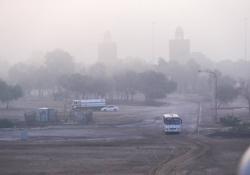 Abu Dhabi, United Arab Emirates, September 22, 2020.  The Al Maqta area on a foggy Tuesday morning.Victor Besa/The NationalSection:  Standalone/Weather