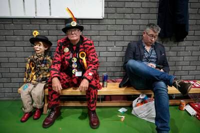 A member of The Official Monster Raving Loony Party waits for the results in the Tamworth by-election. Getty Images