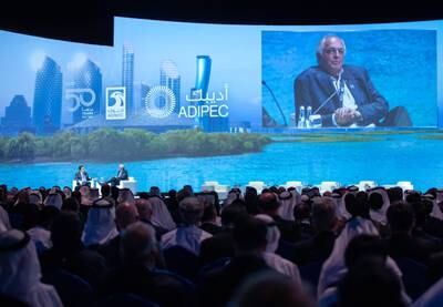 Adipec participants attend a session with Paul Polman, former chief executive of Unilever and co-chair at Global Commission for Economy and Climate, holding centre stage.