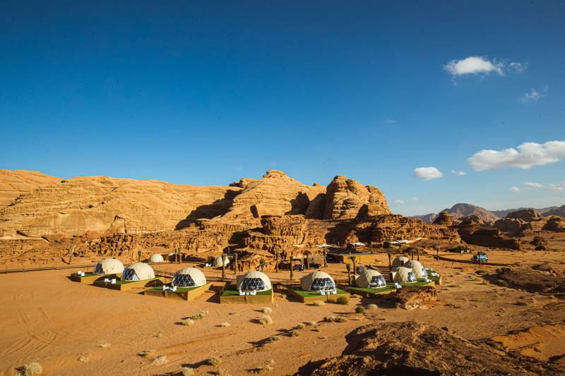 Stay in a luxury tent at Palmera Camp in Wadi Rum, Jordan
