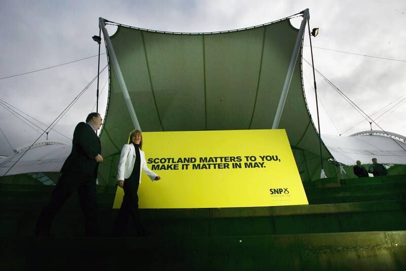 Mr Salmond and Ms Sturgeon launch the party's election campaign in Edinburgh in January 2005. Getty