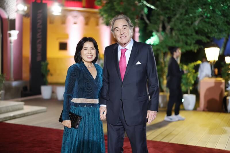 US film director Oliver Stone and wife Jung Sun-jung