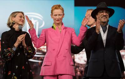 Naomi Watts, Tilda Swinton and Ali Essafi attend the opening ceremony of the 18th edition of the Marrakech International Film Festival on November 29, 2019. AFP