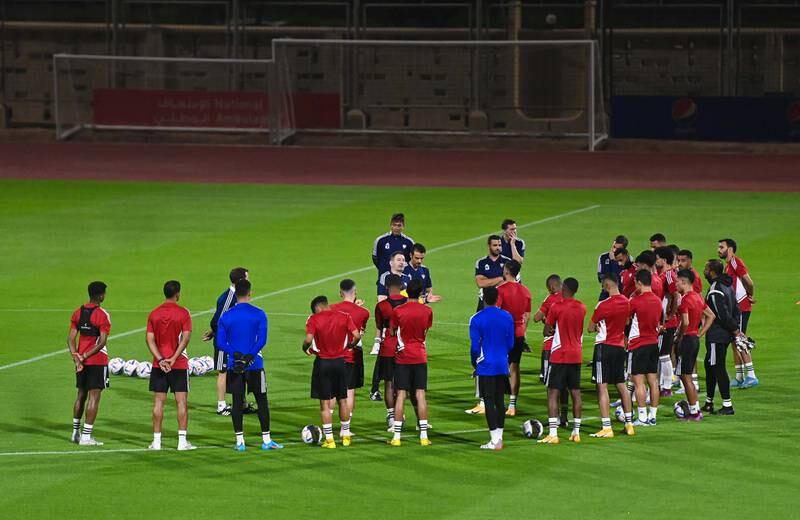 The UAE national team trains in Abu Dhabi ahead of Wednesday's marquee friendly against Argentina at the Mohamed bin Zayed Stadium.