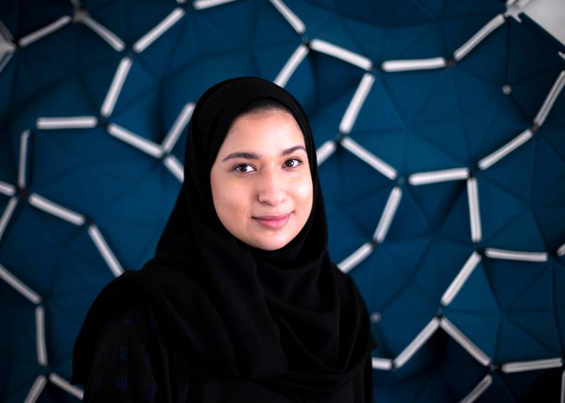 DUBAI, UNITED ARAB EMIRATES.  29 NOVEMBER 2020. Hind Bin Jarsh AlFalasi, the designer of UAE’s moon mission logo, at her office in Mohammed Bin Rashid Space Centre.(Photo: Reem Mohammed/The National)Reporter:Section: