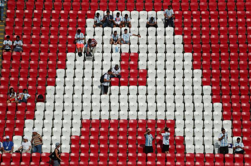 Fans inside the stadium before the  before the France vs Argentina match at Kazan Arena, in Kazan, Russia, on June 30, 2018. Pilar Olivares / Reuters