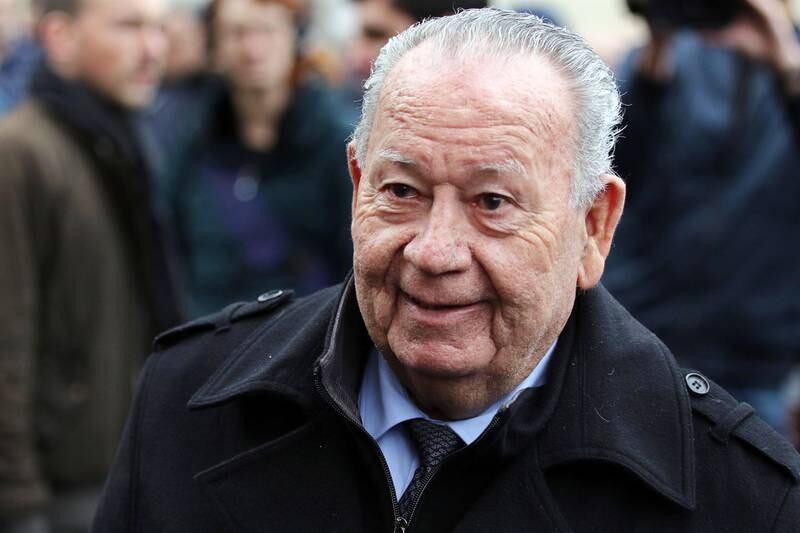 Just Fontaine at the funeral in 2017 of Raymond Kopa, his France strike partner at the 1958 World Cup. EPA