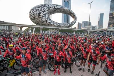 A cycling group taking part in the Dubai Ride.