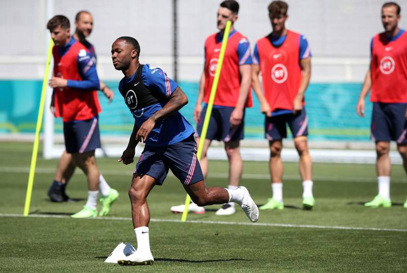England's Raheem Sterling during training ahead of the upcoming Euro 2020 tournament. PA