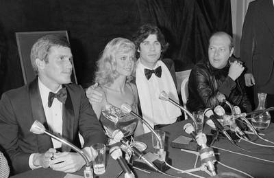 Travolta and Newton-John in 1978 during the Deauville American Film Festival for the presentation of the film 'Grease' in Deauville, France. AFP