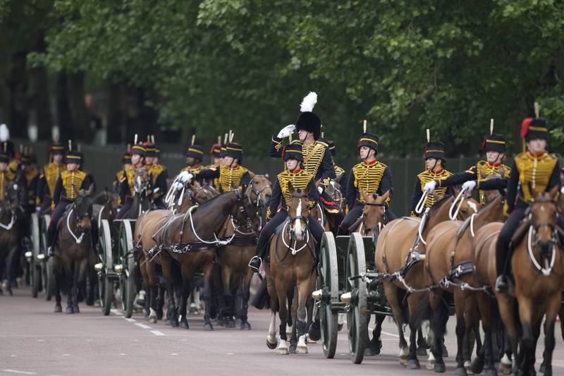 The Royal House Artillery returns to Buckingham Palace during the State Opening of Parliament. AP Photo
