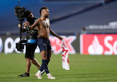PSG's Neymar after swapping his shirt. AP
