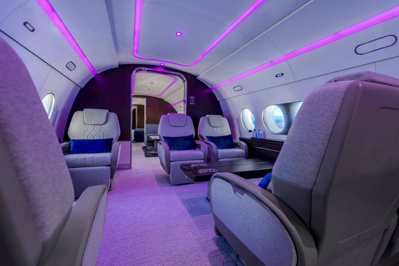 Five's new private jet is available to book for charter flights and has a 12-hour range. Photo: Five Hotels & Resorts