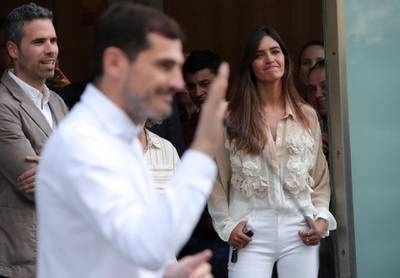 Casillas spoke to journalists outside the hospital just days after being hospitalised on May 1. Luis Vieira / AP Photo